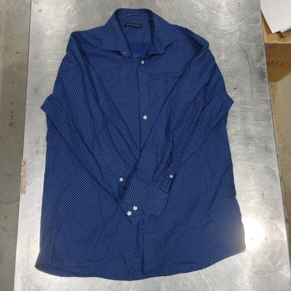 Excellent Condition Tommy Hilfiger Blue Pattern Dress Shirt Size L 16 32/33 - Picture 1 of 4
